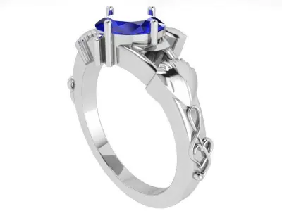 Oval Solitaire Ring 3434 3D print model
