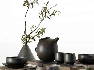 Japanese table setting 3D model