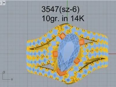 Pear Cut Diamond Ring 3547 3D print model