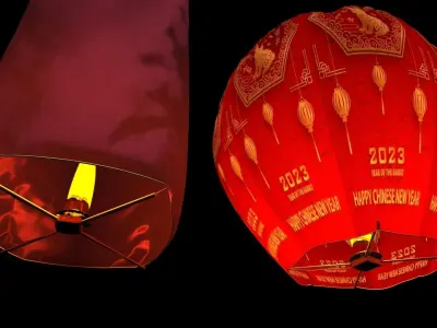 Chinese sky lantern 3D model 3
