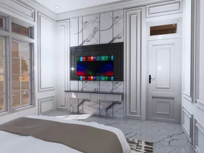 White Classic Luxury house Full Interior and furniture 3D model