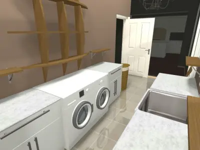 Valley house with car parked 3D model