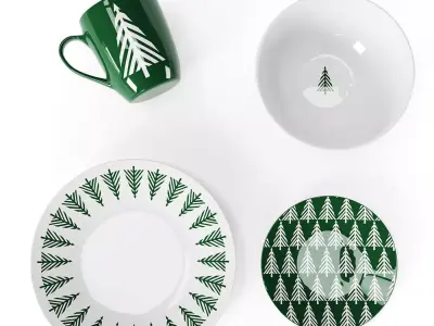 Green Forest Dinnerware Collection 3D model