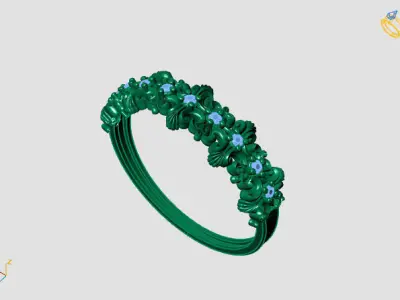Women Ring Diamond Stone STL 3DM Lightweight Printable 3D print model 43
