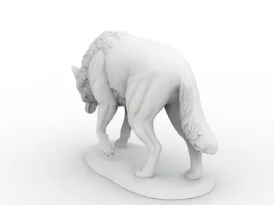 Wolf 3D Sculpture Model Walking Pose Print Model 3D print model