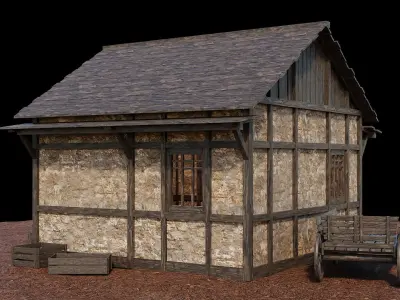 Medieval Village Asset 02 - 4K Textures Game Ready Low-poly 3D model