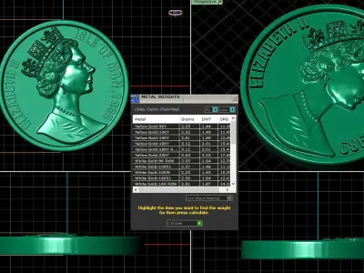 queen elizabeth coin 3D print model