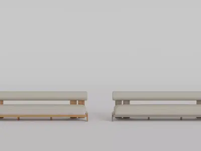 Eivor Sofa 2 Wood Variants Natural and Aged Teak 3D model