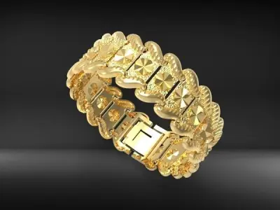 Braslet gold bracelet with intricate design 3D print model