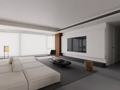 Minimalist Luxury Living Lounge 3D model