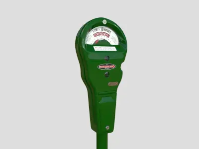 Parking Meter Green Low-poly 3D model