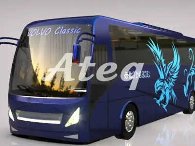 Volvo Multi Axle Bus 3D Model for Rendering and 3D Printing 3D model