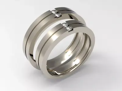 Twin Harmony wedding ring set 3D print model