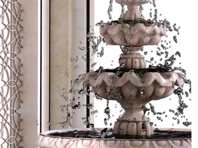 arabic exterior element fountain set 808 Low-poly 3D model