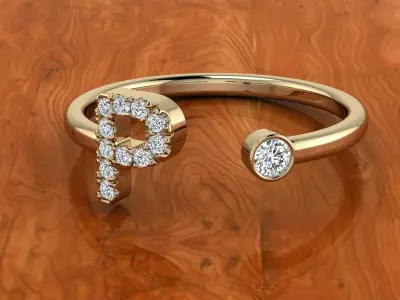 Jewelry Alphabet Ring P 3D print model