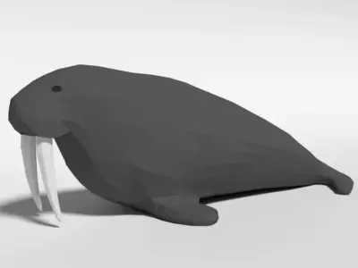 Low Poly Cartoon Walrus Low-poly 3D model