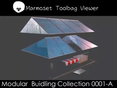 Modular roof Collection0001-A Low-poly 3D model