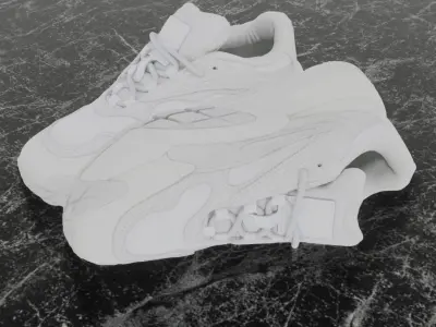 Puma 3D Shoes - White - Cream Low-poly 3D model