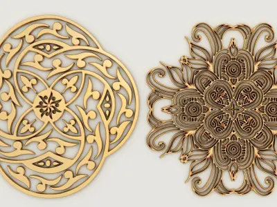 2 sets of decorative ornaments 3D model