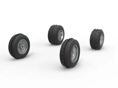 Wheel set of Ice Sprint car Scale 1 to 25 3D print model