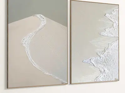 Plaster Two Photo Frame 321 Low-poly 3D model