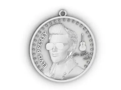 Elvis Presley Coin Pendant Signature 3DM STL Model Files  3D print model