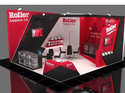 Booth Exhibition Stand 2 Side Open  Stall 7x6m Height 400 cm 3D model