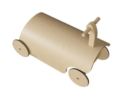 Retro Plywood Push Car Low-poly 3D model