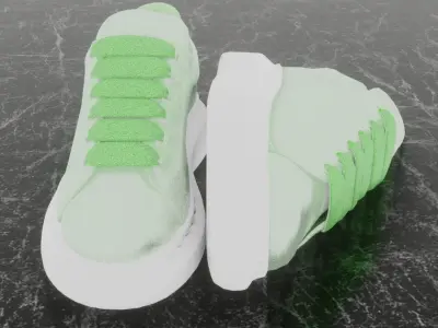 ALEXANDER MCQUEEN 3D SHOES - GREEN GLITTER Low-poly 3D model