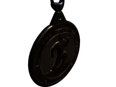 Golden Running Race Sport Medal Low-poly 3D model