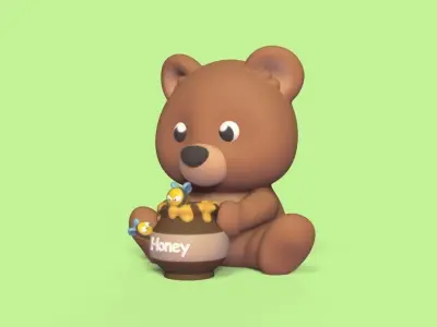Bear Honey Pot 3D print model