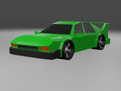Low Poly Car colorful cars in row Low-poly 3D model