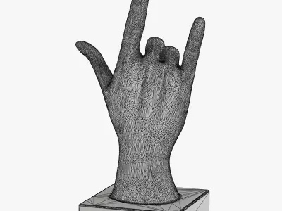 Figurine hand rock on table top 3D model