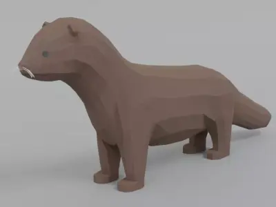 Low Poly Cartoon Mink Low-poly 3D model
