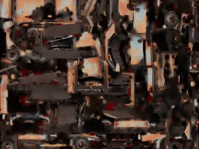 Rusted Burned Out Muscle Car 3D Model Abandoned Vehicle Low-poly 3D model