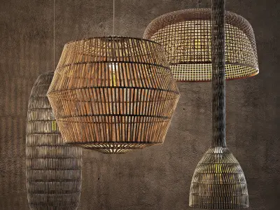 ay illuminate rattan lamp set 3D model