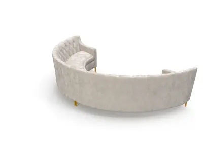 Jasmine Curved Tufted Sectional Cream Free 3D model