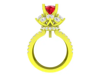 A7123 Hongkong Style Luxury Baguette Diamond Women Fashion Ring 3D print model