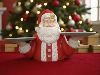 Santa Claus bust tray holder for Christmas decoration parts 3D print model