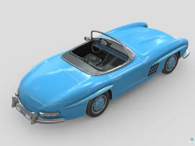 Mercedes Benz 300SL Roadster 1957 Low-poly 3D model