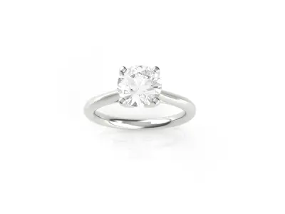 Round Diamond Solitaire Ring 3D print model