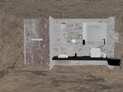 Modern Luxury Stone Bathroom Interior - High-Quality 3D Model 3D model