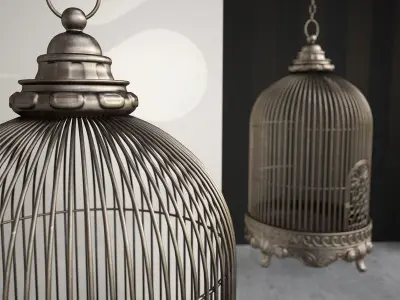 Antique Birdcage 01 3D model