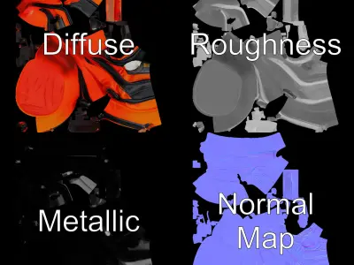 Vibrant Orange Backpack D Model Pack Low-poly 3D model