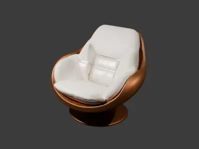 Modern Designer Leather Chair with Brown Frame - Luxury 3D model