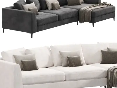 Meridian large chaise sofa 3D model