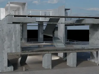 Modular Construction Building Site Free low-poly 3D model