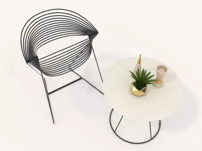 Modern Coffee Table and Chair 3 3D model