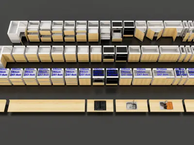 Kitchens and closets library of dynamic blocks Kitchen cabinet Low-poly 3D model