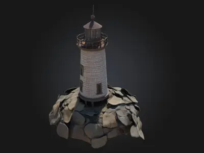 Lighthouse on the Rocks  A Beacon in the Storm 3D model